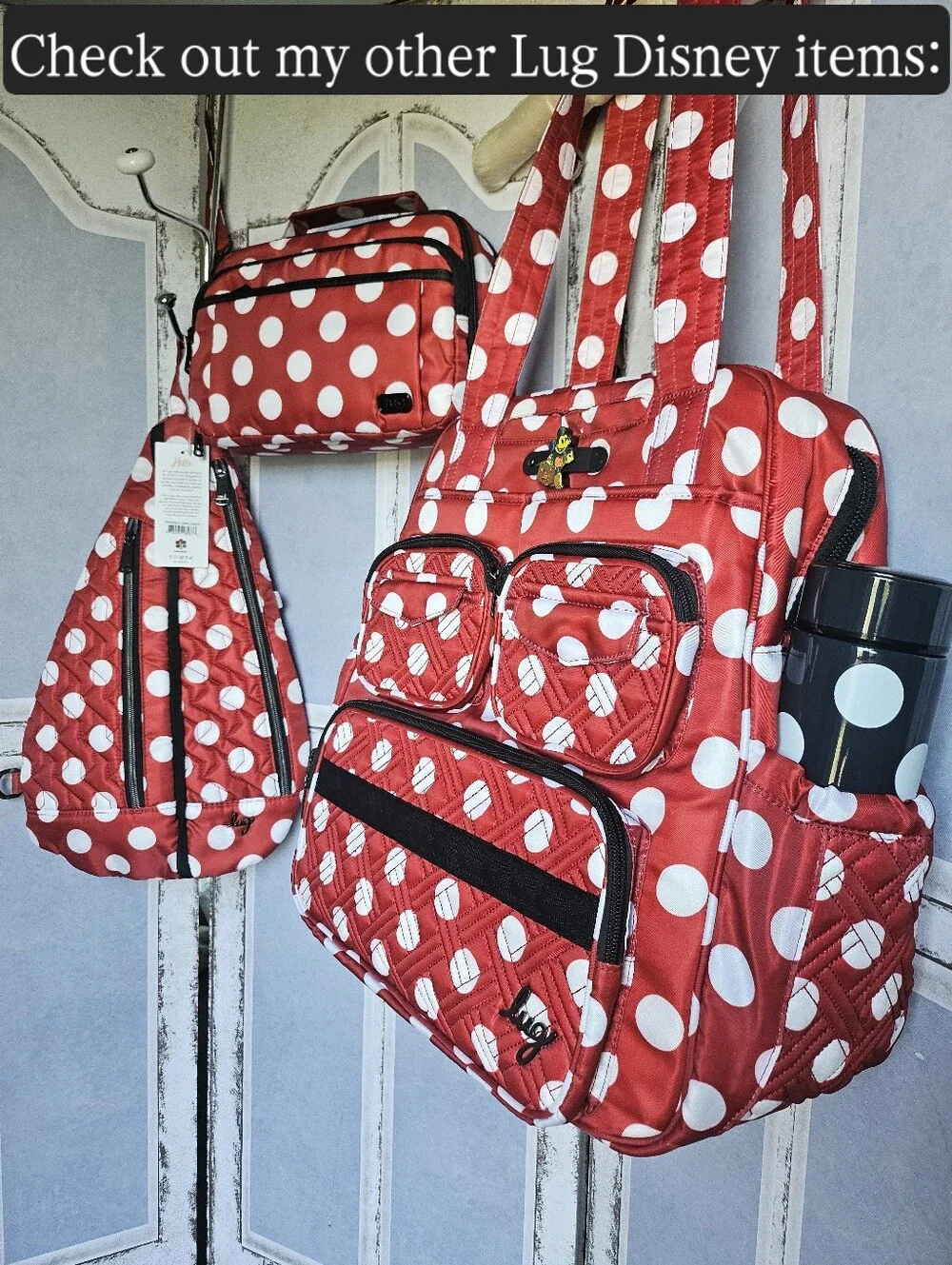 lug Red and White Polka Dot Quilted Tote Bag